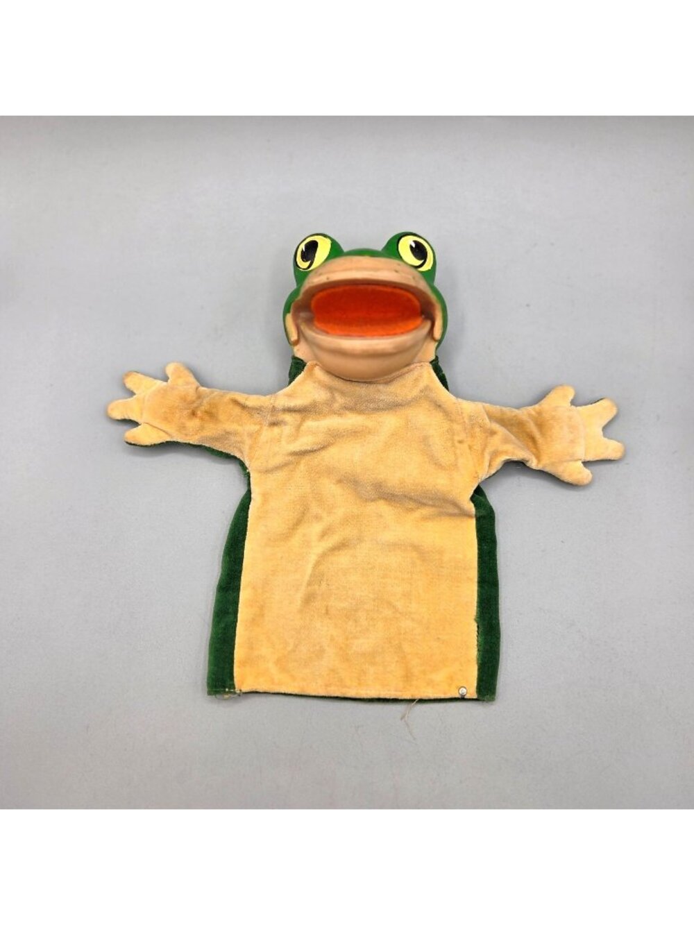 Vintage Steiff Froggy Frog Hand Puppet Vinyl Head Velvet Plush ID Button 1960s